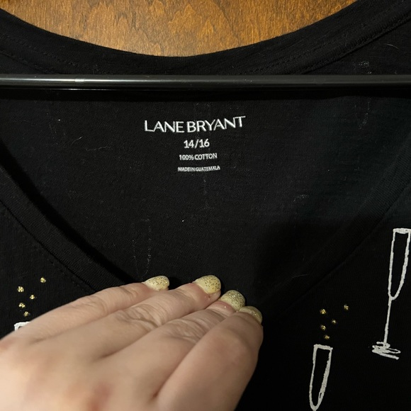 🥂 Lane Bryant Novelty Tee Black Champagne Flutes & Bubbles 🌟 EUC 🌟 Size 14/16 - Picture 2 of 3